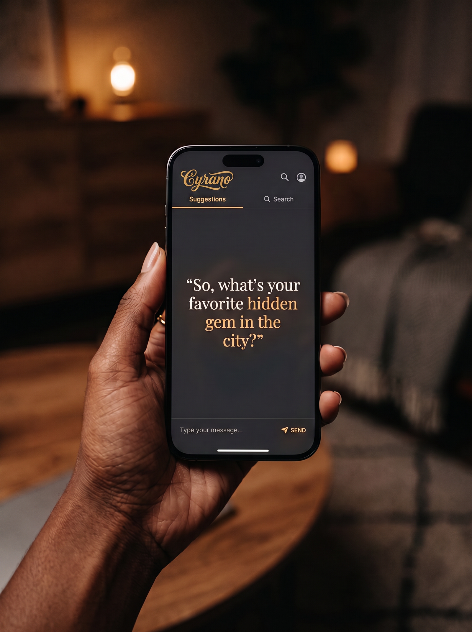 Cyrano app showing a suggested line